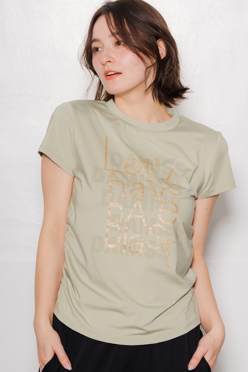 サイドシャーリングロゴラメTシャツ ベージュ 1534-1427 ☆ | D