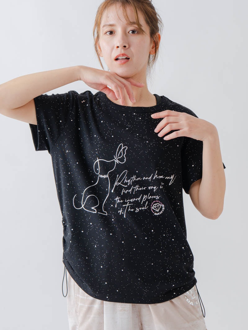シルバーメタリックDogTシャツ ブラック 1634-1620