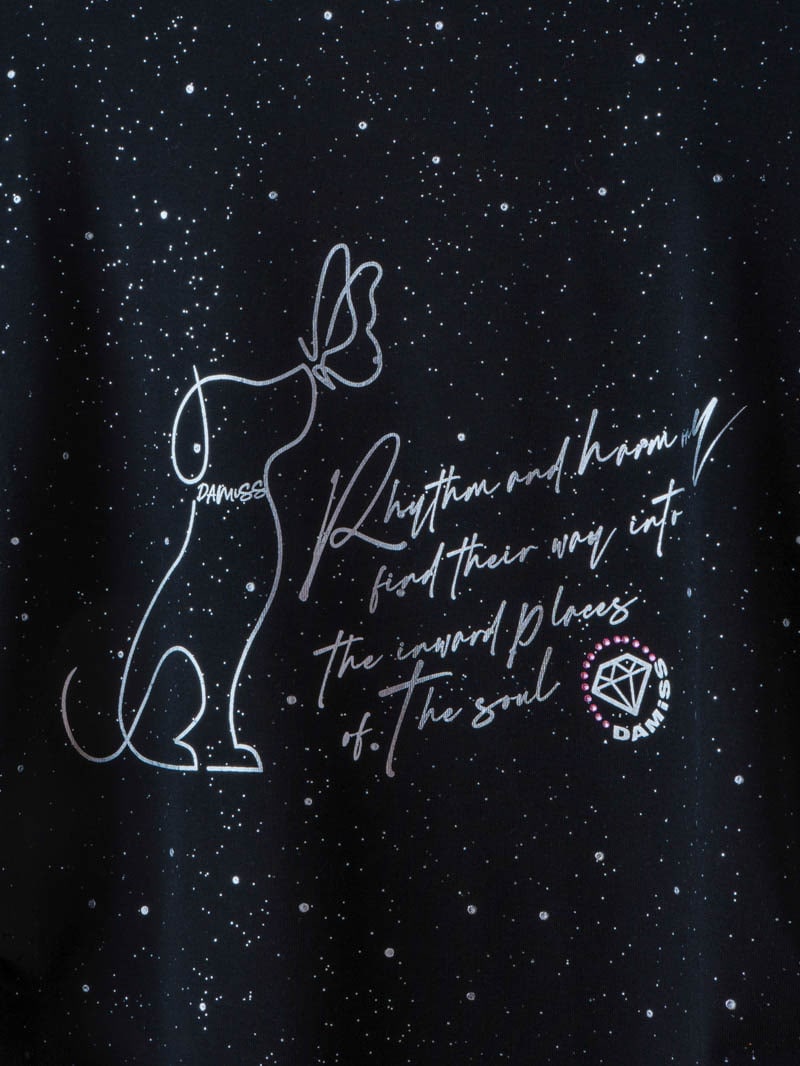 シルバーメタリックDogTシャツ ブラック 1634-1620
