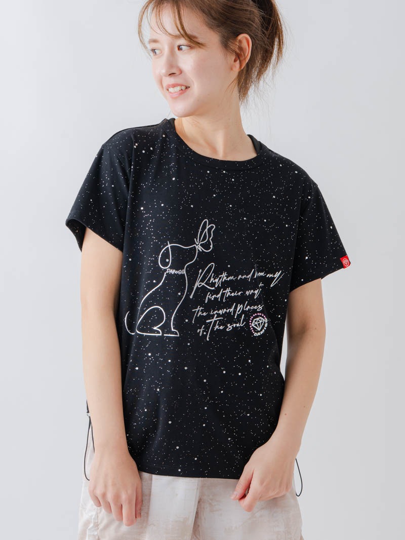 シルバーメタリックDogTシャツ ブラック 1634-1620