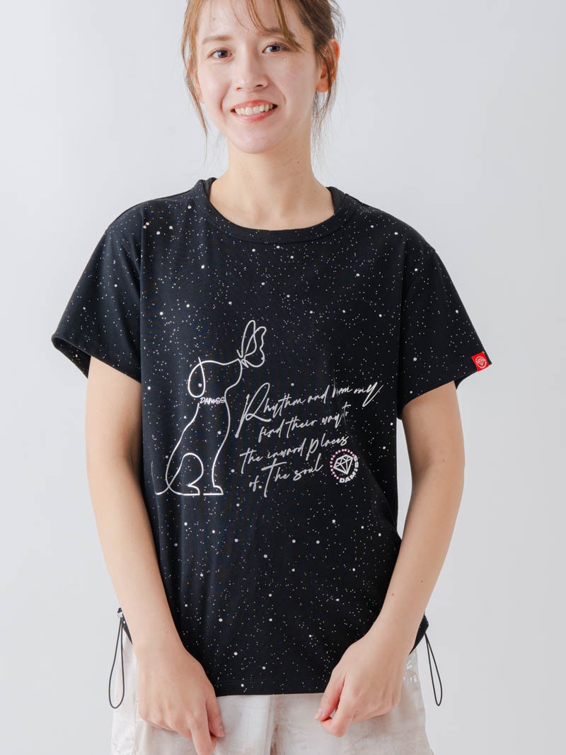 シルバーメタリックDogTシャツ ブラック 1634-1620