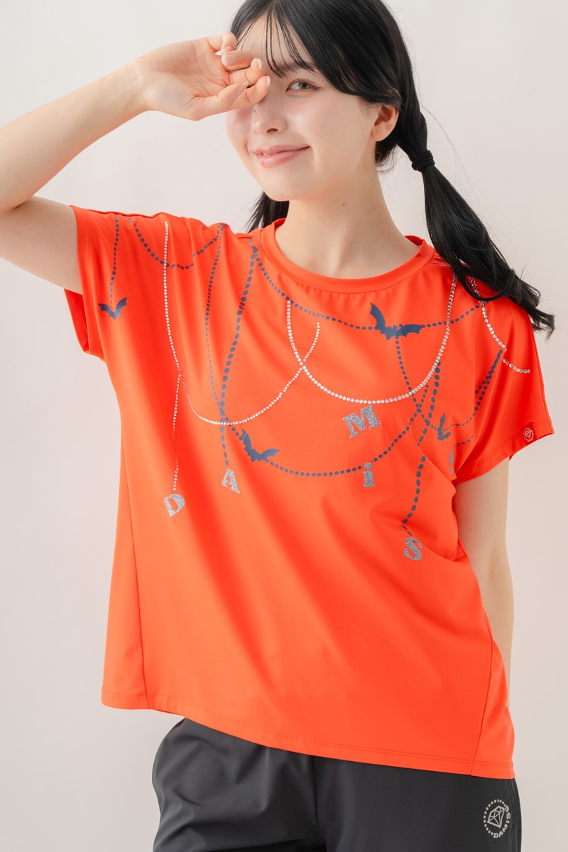ジュエルパターンTシャツ  オレンジ 1634-1493