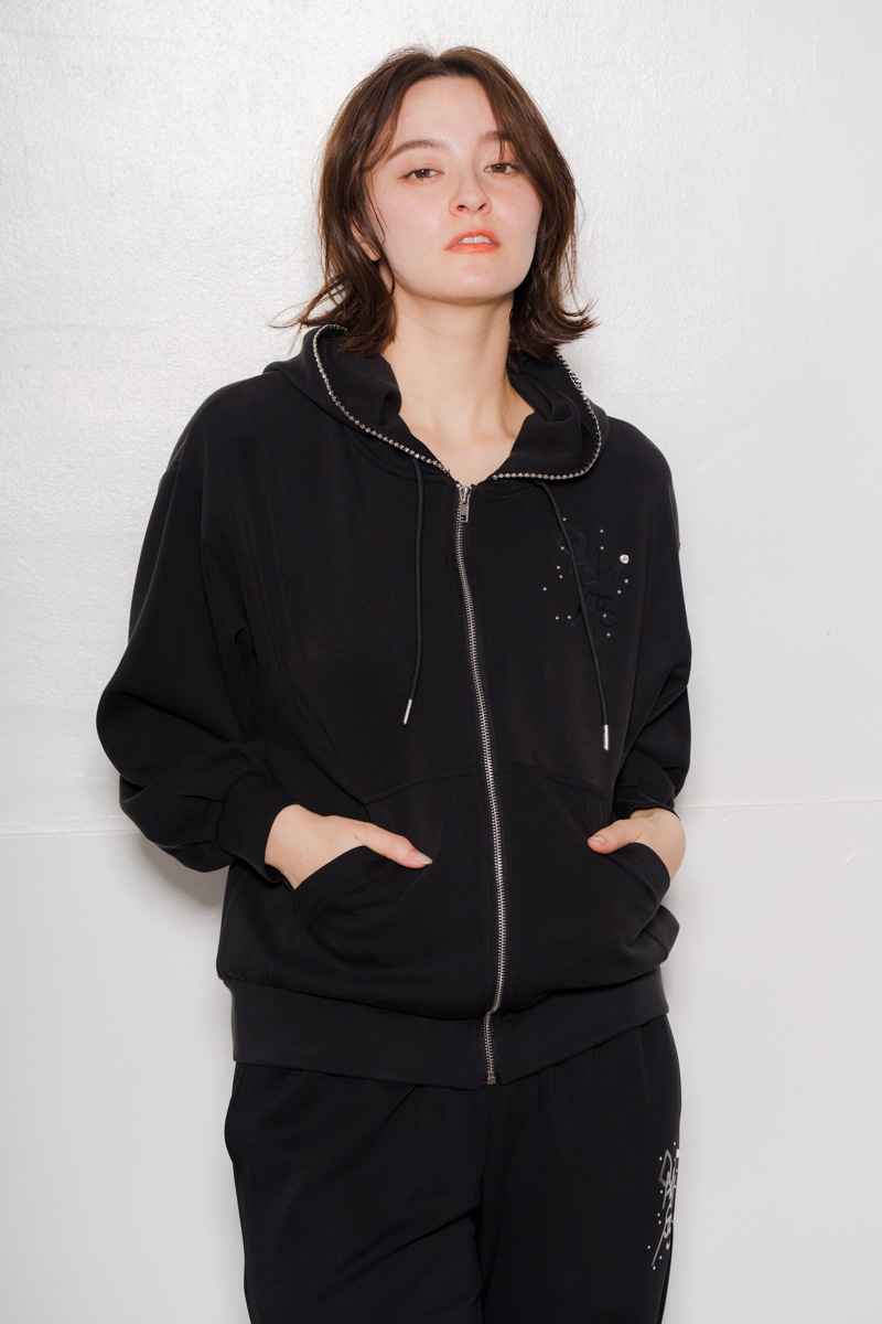 VYBES ラインストーン ブラックパーカー VYBES ジップアップパーカー ラインストーン hiphop hth - メルカリ