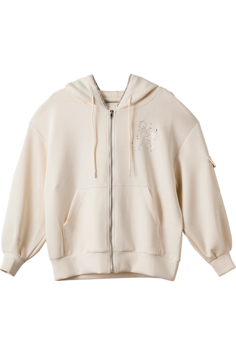 ラインストーンジップUPパーカー ブラック 1535-1424