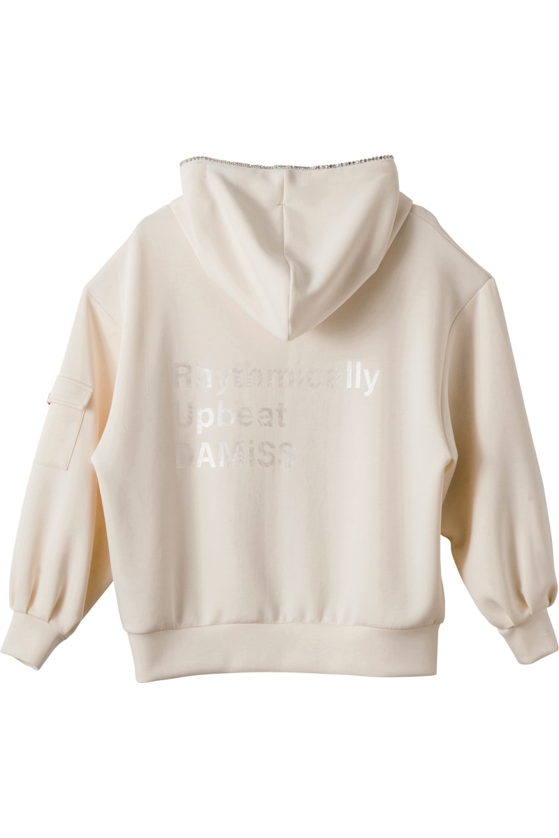 ラインストーンジップUPパーカー ブラック 1535-1424