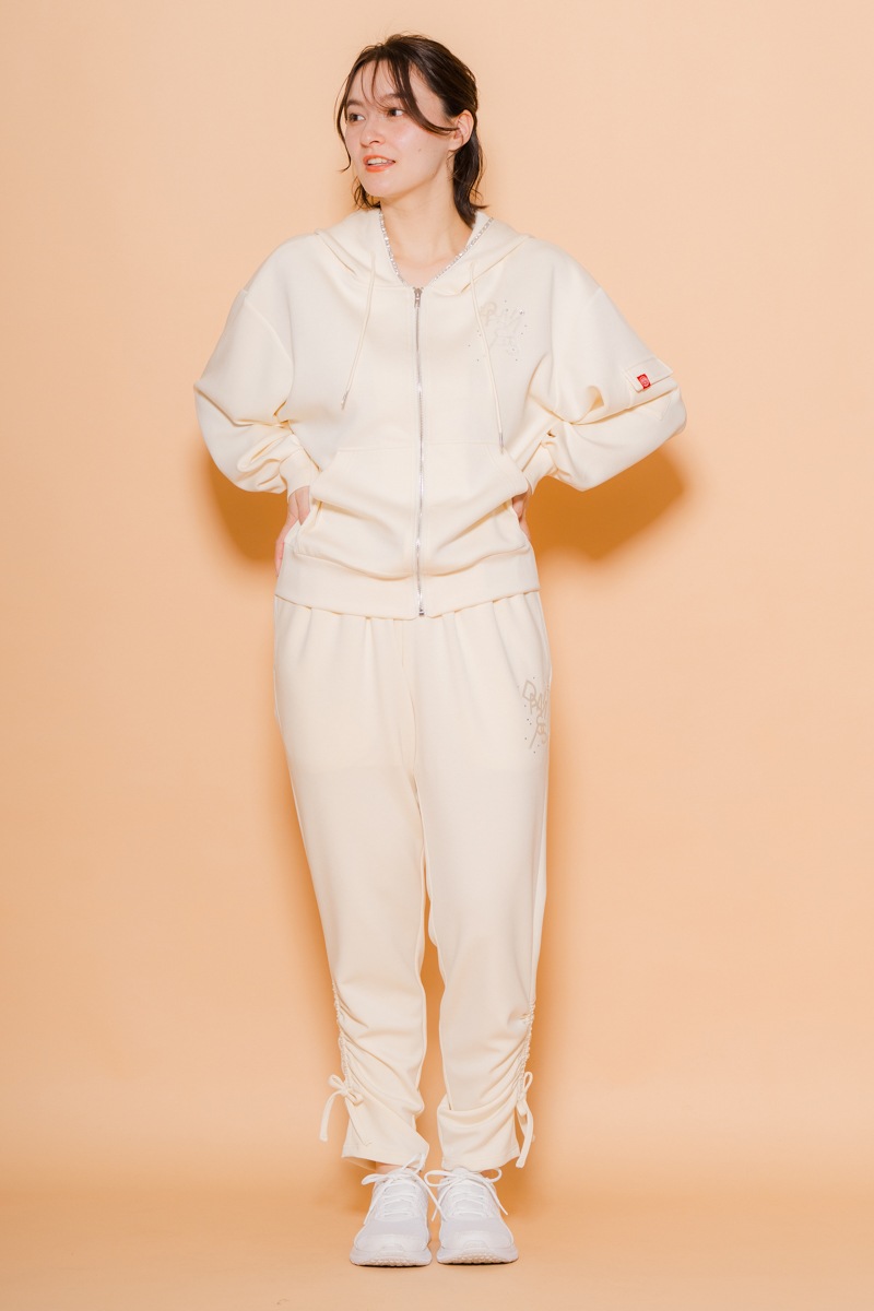 ラインストーンジップUPパーカー　アイボリー　1535-1424 