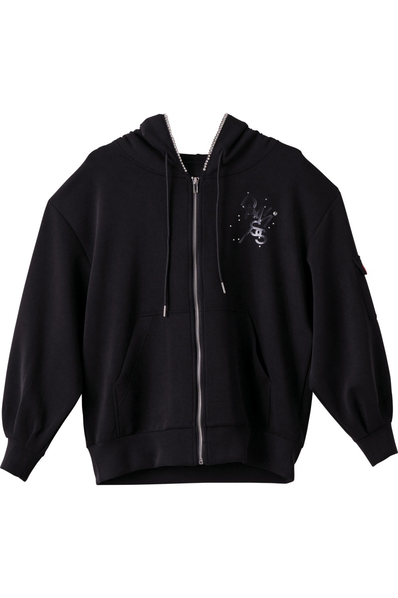 ラインストーンジップUPパーカー　アイボリー　1535-1424 