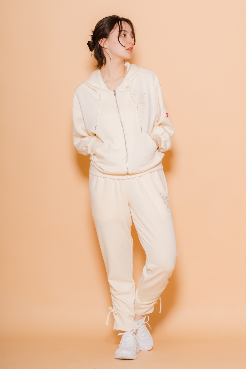 ラインストーンジップUPパーカー　アイボリー　1535-1424 