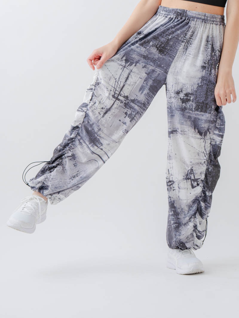 Airyシャーリングプリントパンツ  ブラック  1632-1801