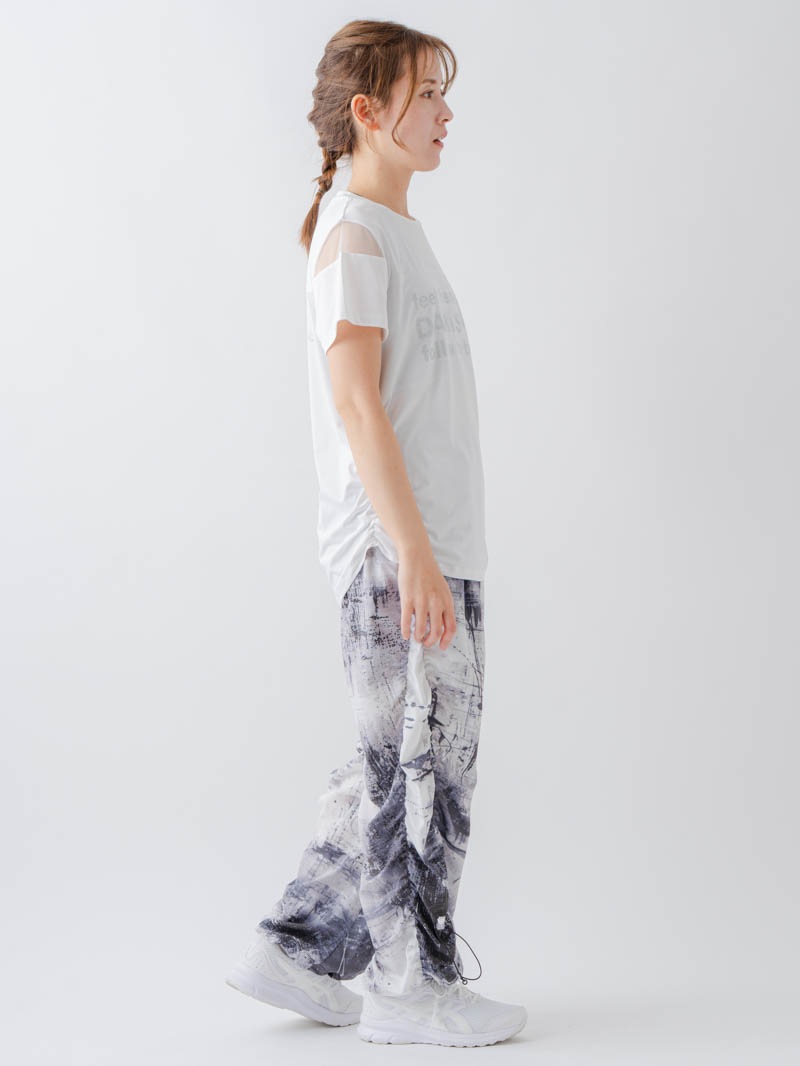 Airyシャーリングプリントパンツ  ブラック  1632-1801