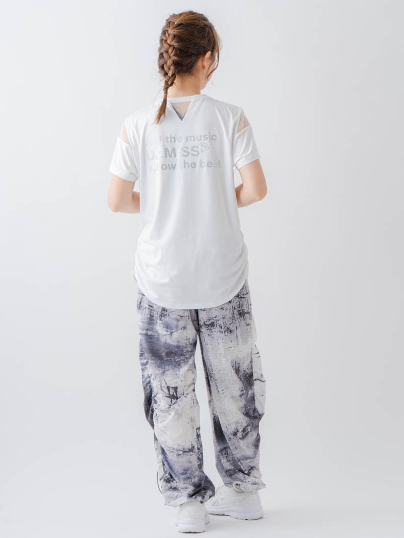 Airyシャーリングプリントパンツ  ブラック  1632-1801