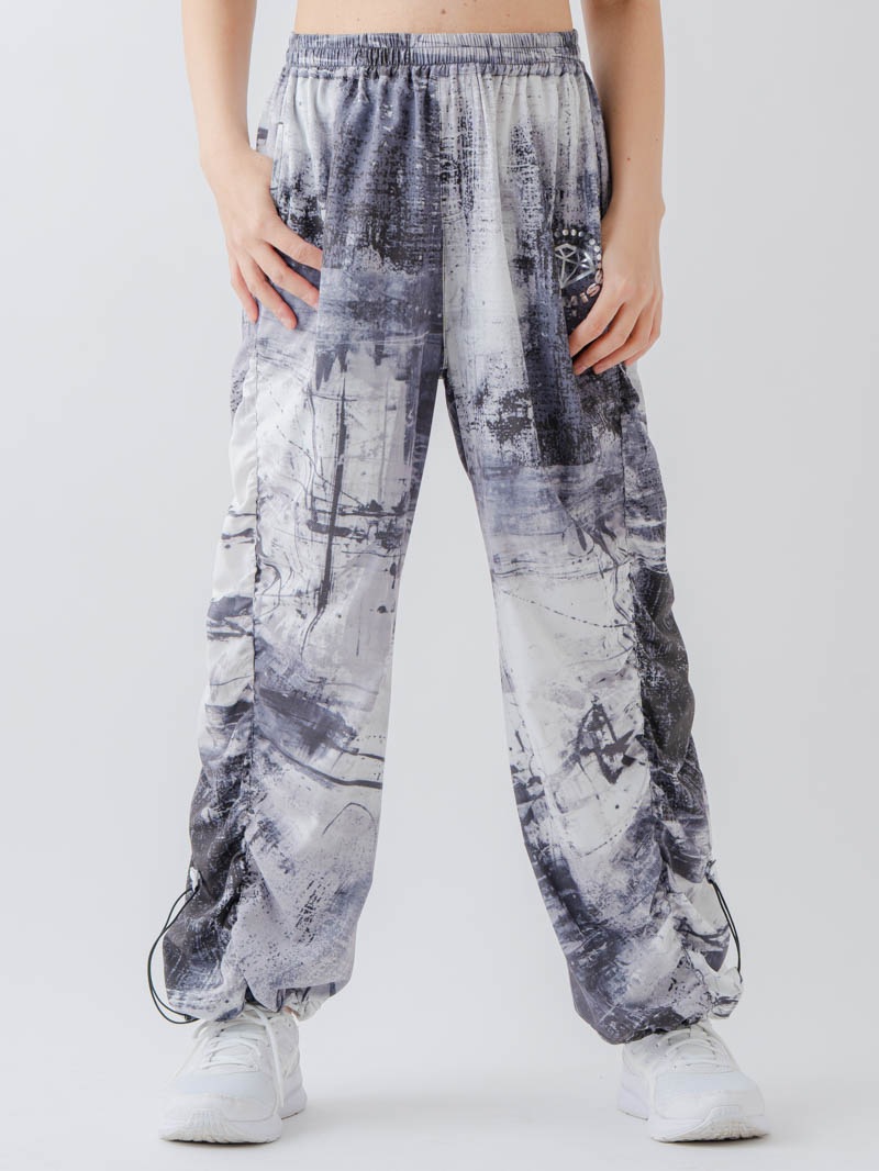 Airyシャーリングプリントパンツ  ブラック  1632-1801