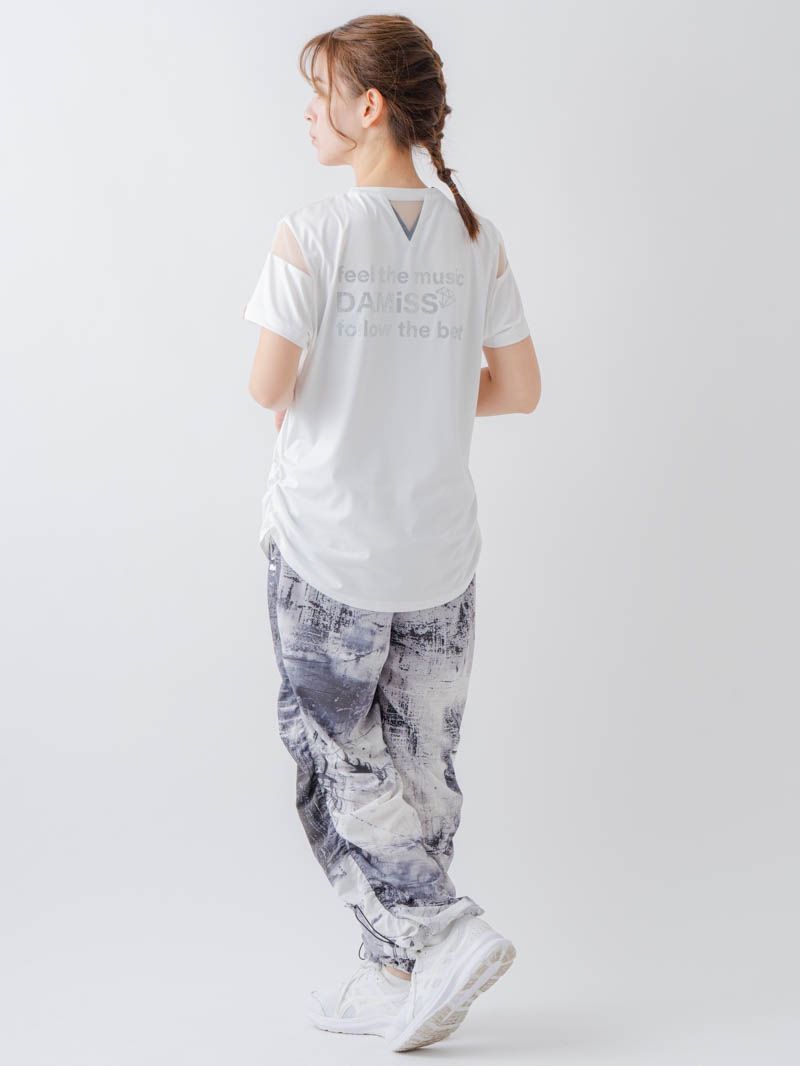 Airyシャーリングプリントパンツ  ブラック  1632-1801
