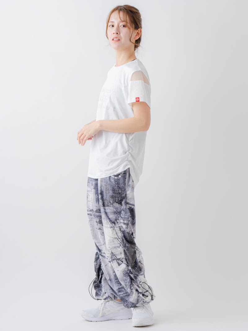 Airyシャーリングプリントパンツ  ブラック  1632-1801