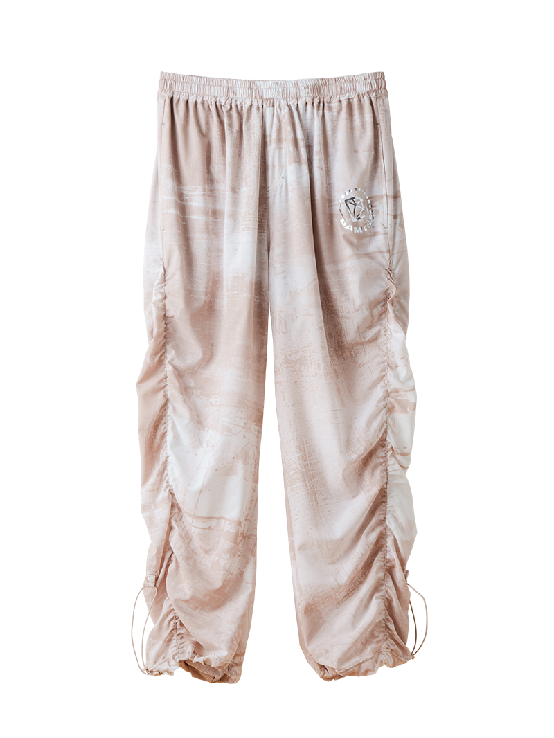 Airyシャーリングプリントパンツ  ブラック  1632-1801