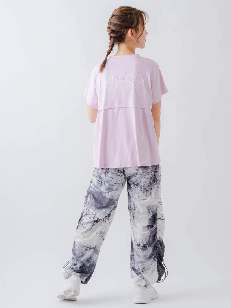 Airyシャーリングプリントパンツ  ブラック  1632-1801
