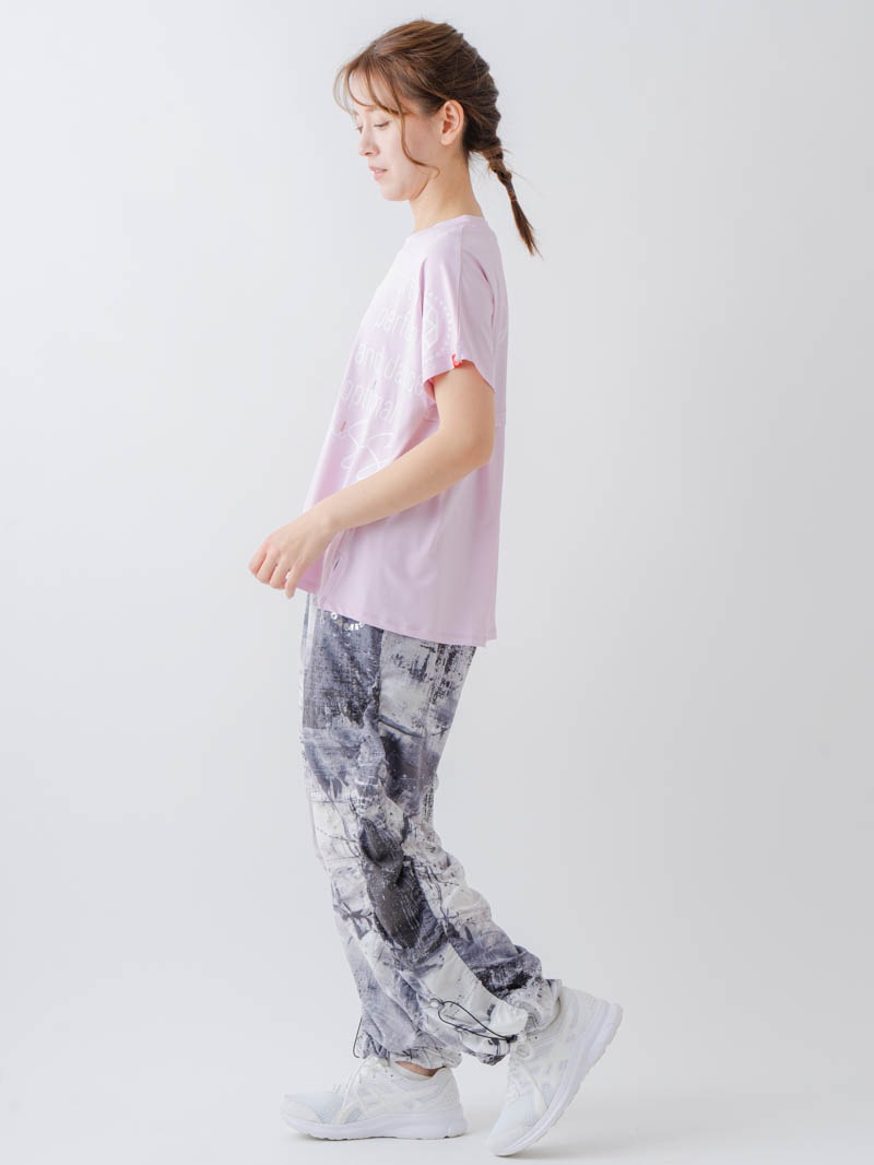 Airyシャーリングプリントパンツ  ブラック  1632-1801