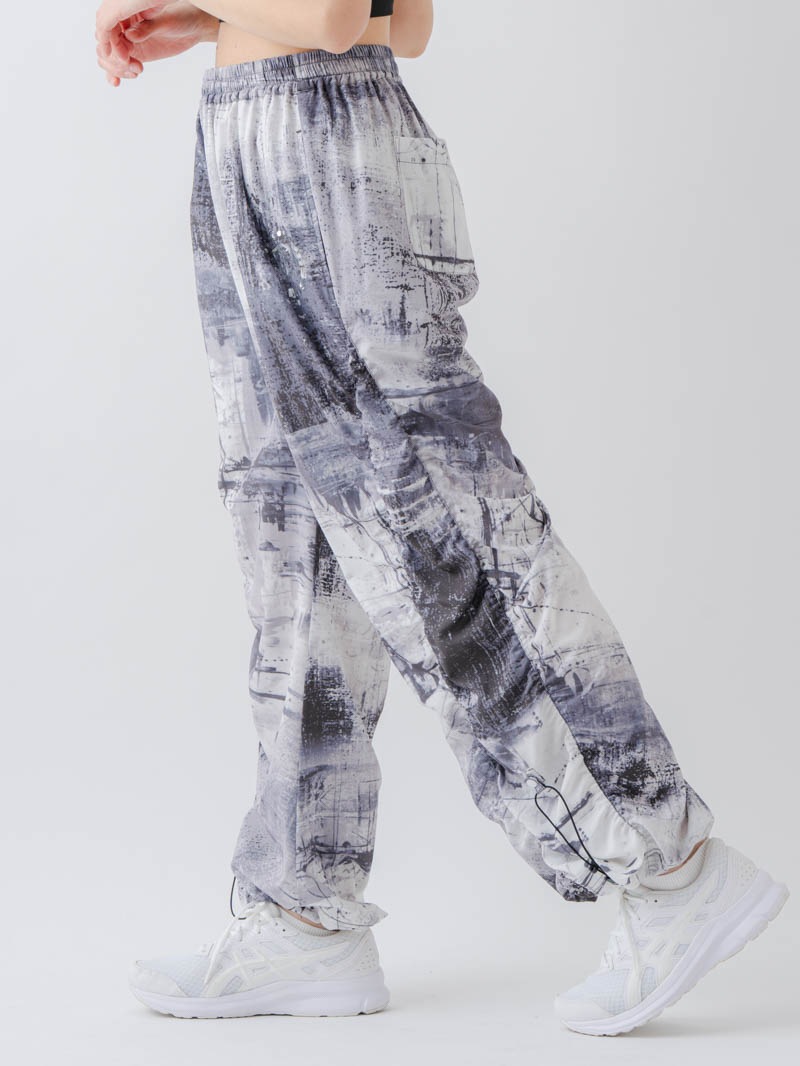 Airyシャーリングプリントパンツ  ブラック  1632-1801