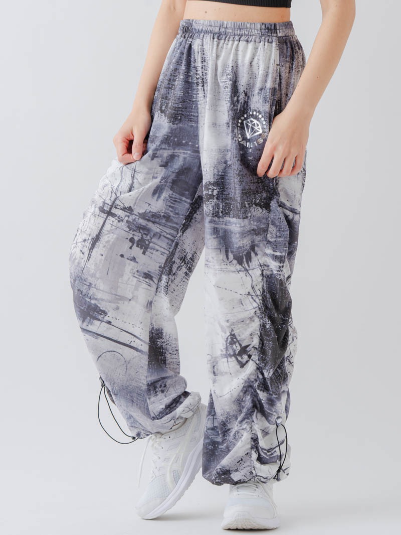 Airyシャーリングプリントパンツ  ブラック  1632-1801
