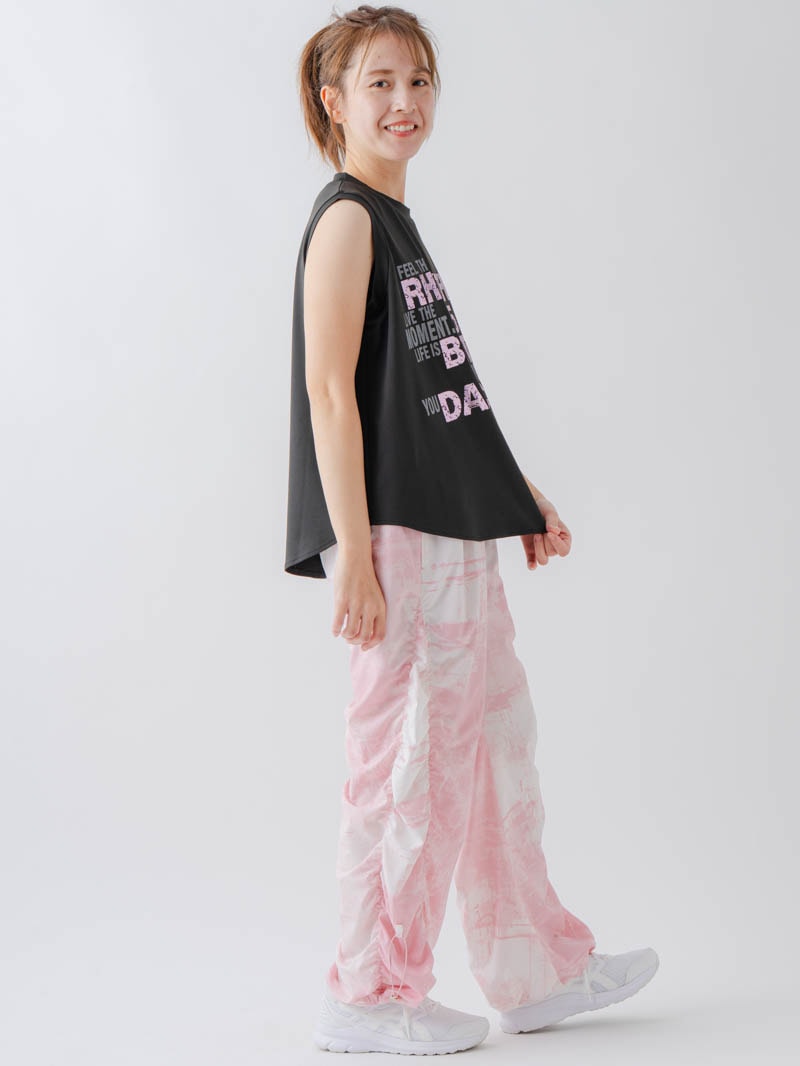 Airyシャーリングプリントパンツ  ピンク  1632-1801
