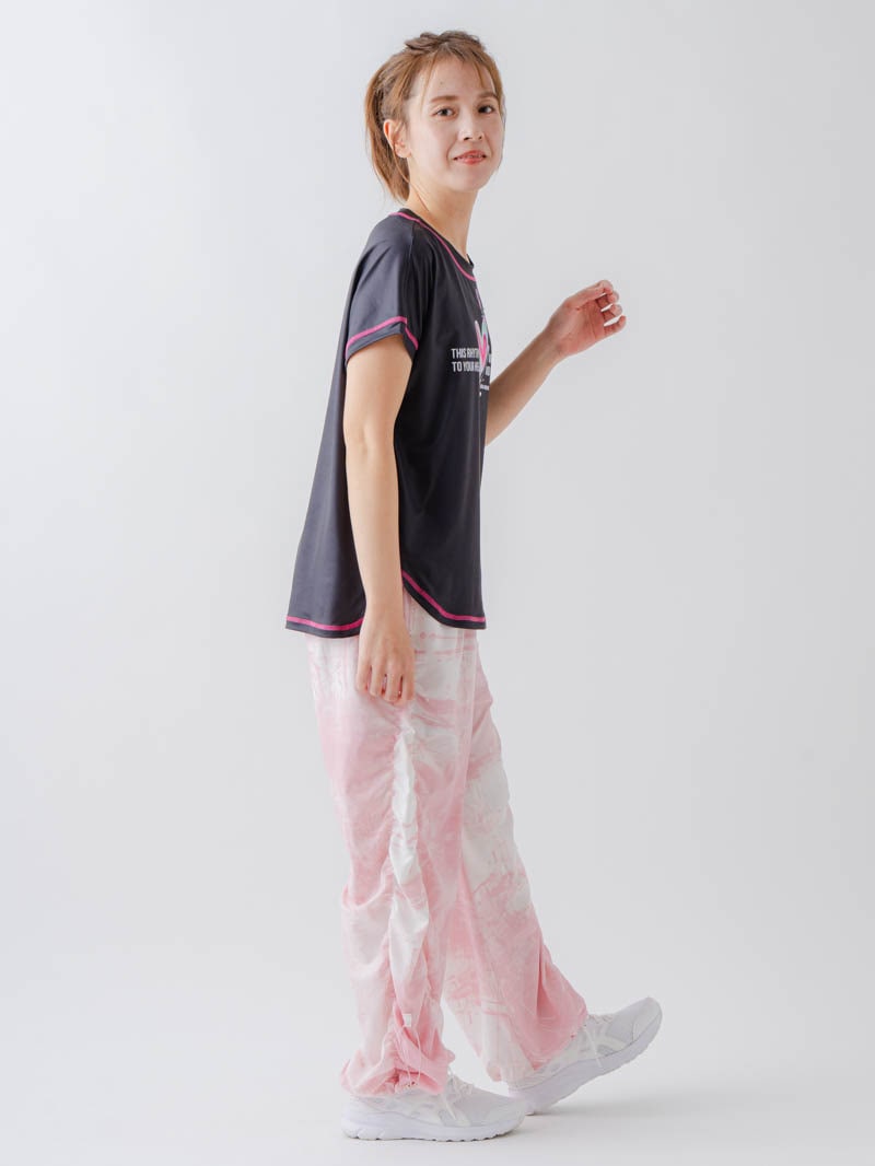 Airyシャーリングプリントパンツ  ピンク  1632-1801