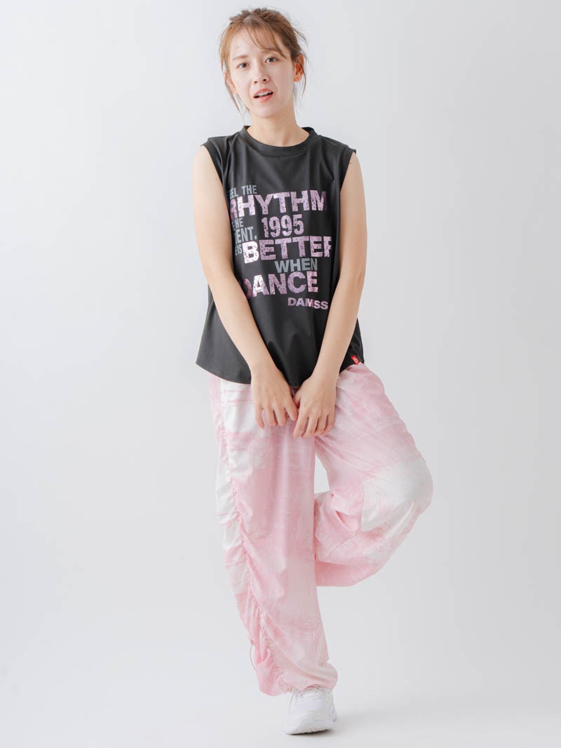 Airyシャーリングプリントパンツ  ピンク  1632-1801