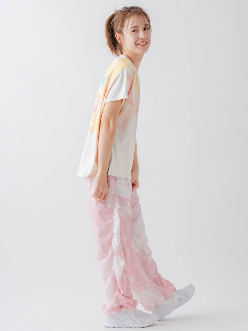 Airyシャーリングプリントパンツ  ピンク  1632-1801