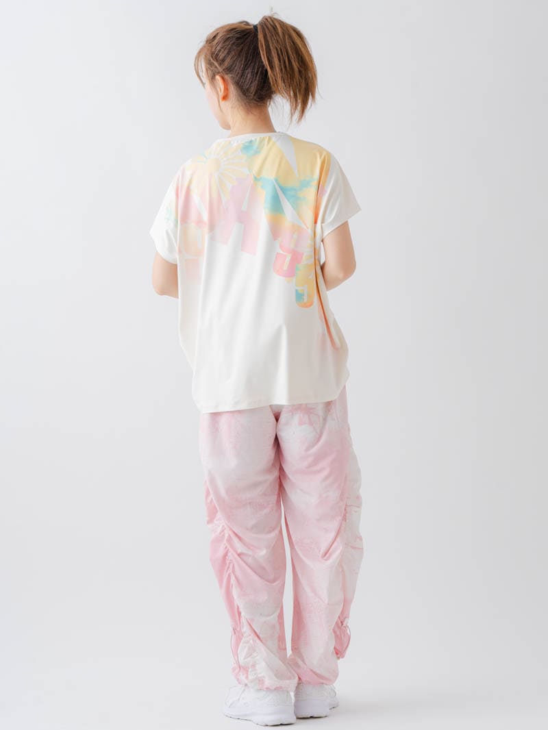 Airyシャーリングプリントパンツ  ピンク  1632-1801