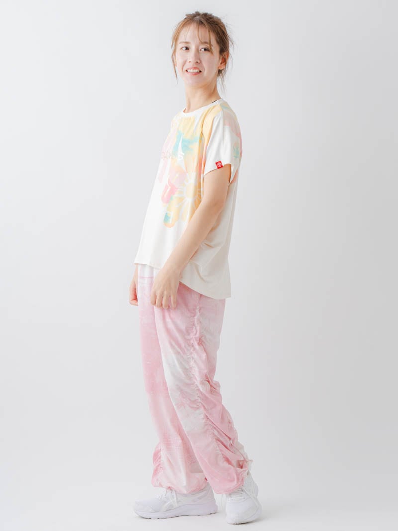 Airyシャーリングプリントパンツ  ピンク  1632-1801