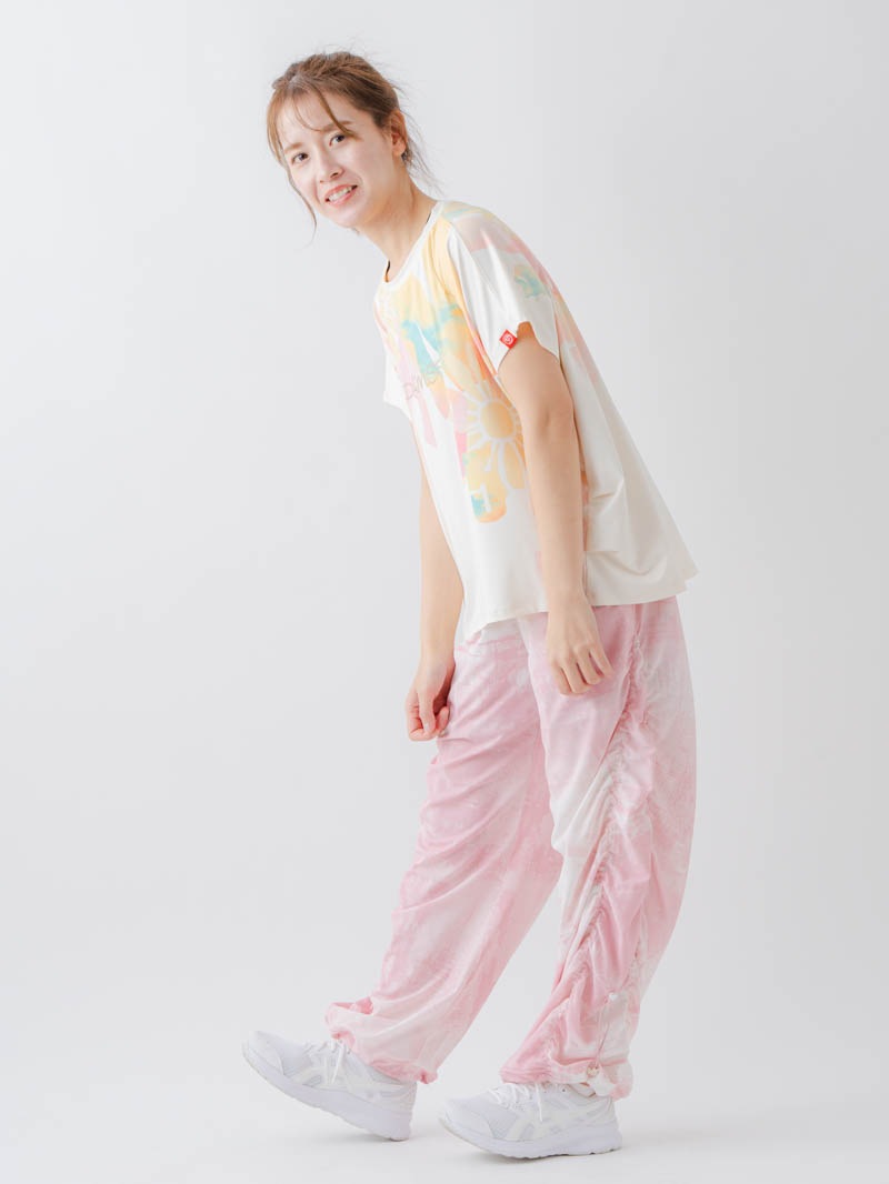 Airyシャーリングプリントパンツ  ピンク  1632-1801