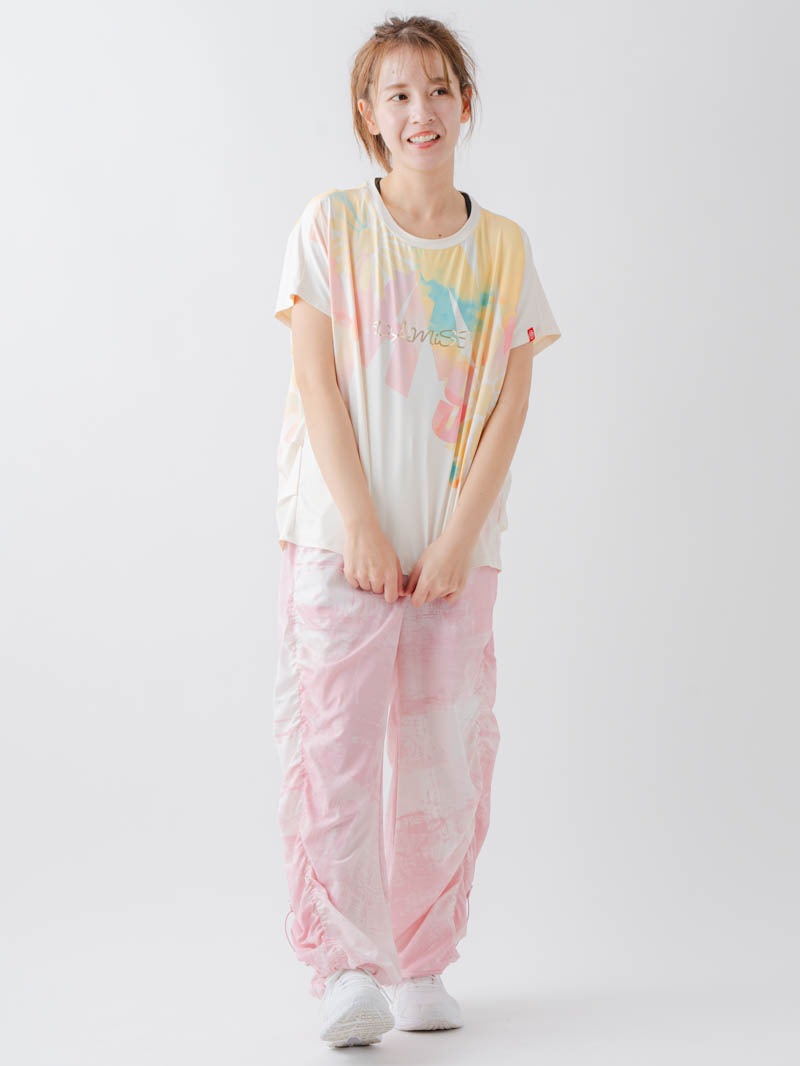 Airyシャーリングプリントパンツ  ピンク  1632-1801