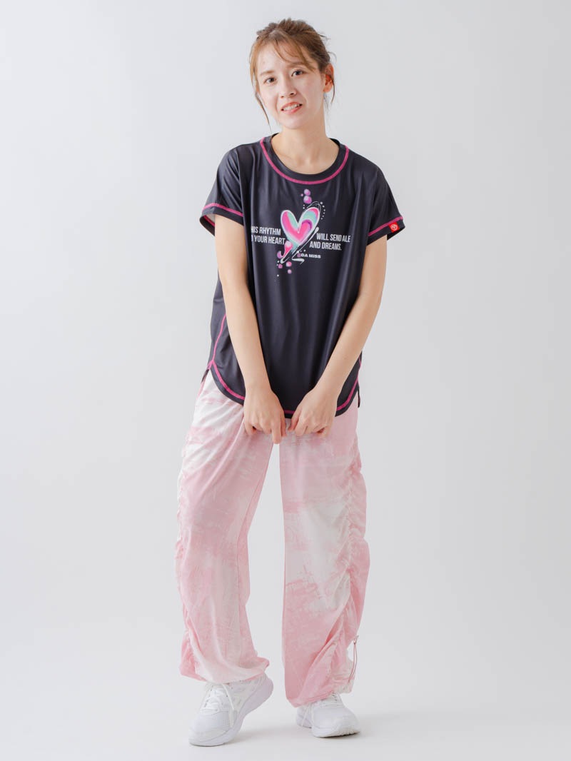 Airyシャーリングプリントパンツ  ピンク  1632-1801