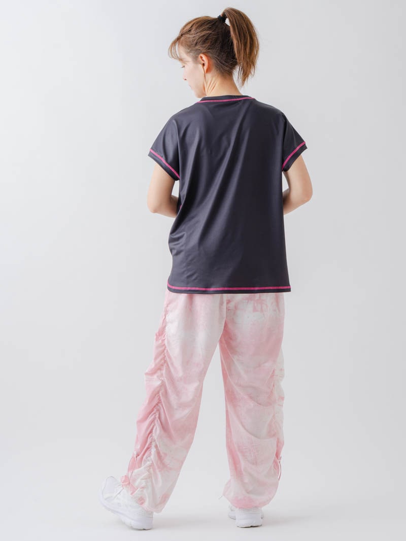 Airyシャーリングプリントパンツ  ピンク  1632-1801