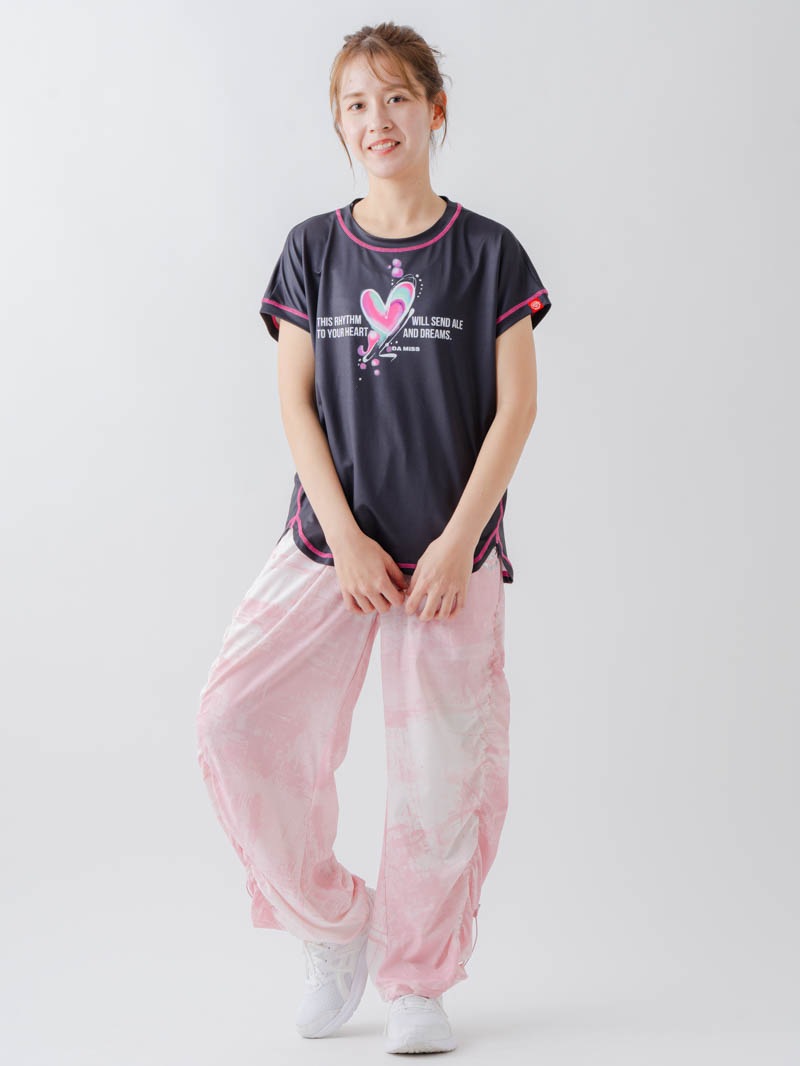 Airyシャーリングプリントパンツ  ピンク  1632-1801