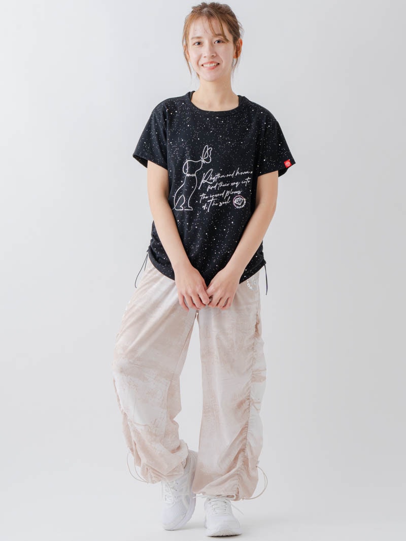 Airyシャーリングプリントパンツ  ベージュ  1632-1801
