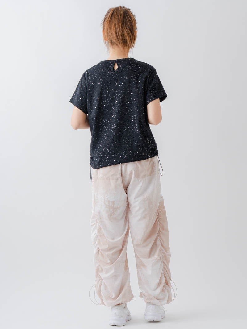 Airyシャーリングプリントパンツ  ベージュ  1632-1801