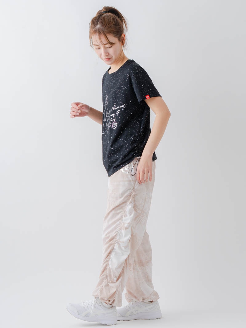 Airyシャーリングプリントパンツ  ベージュ  1632-1801