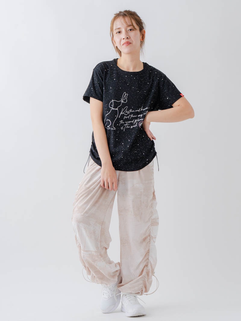 Airyシャーリングプリントパンツ  ベージュ  1632-1801