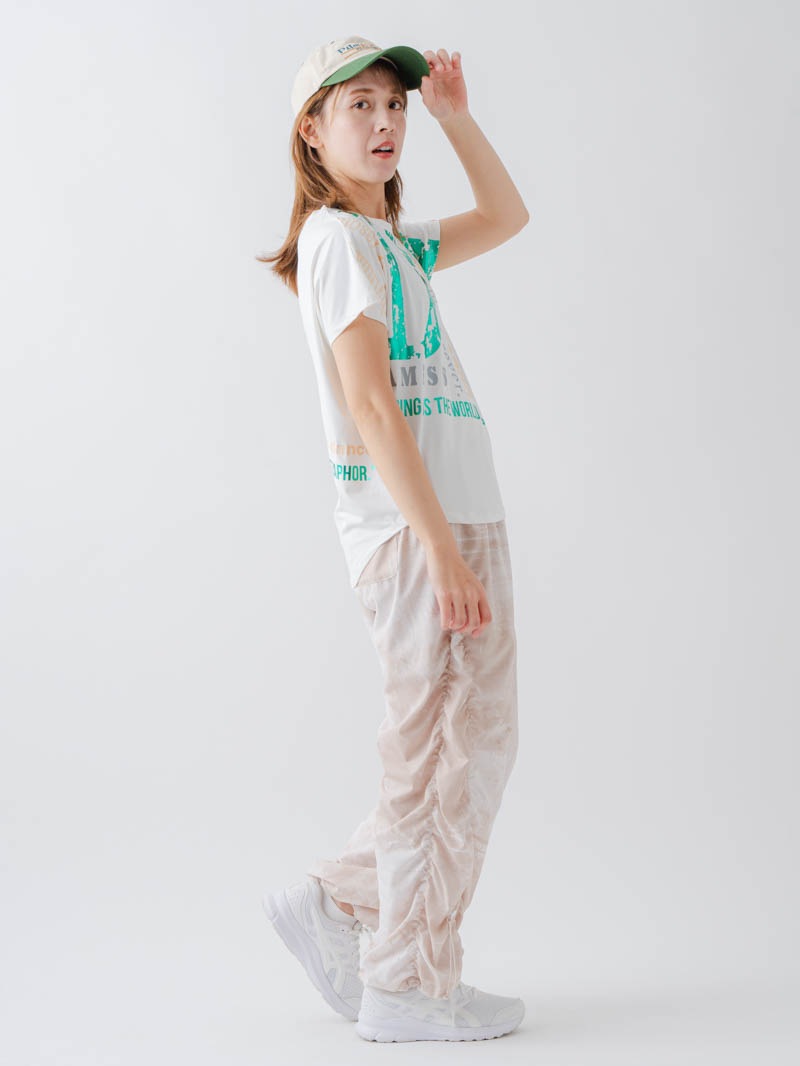Airyシャーリングプリントパンツ  ベージュ  1632-1801
