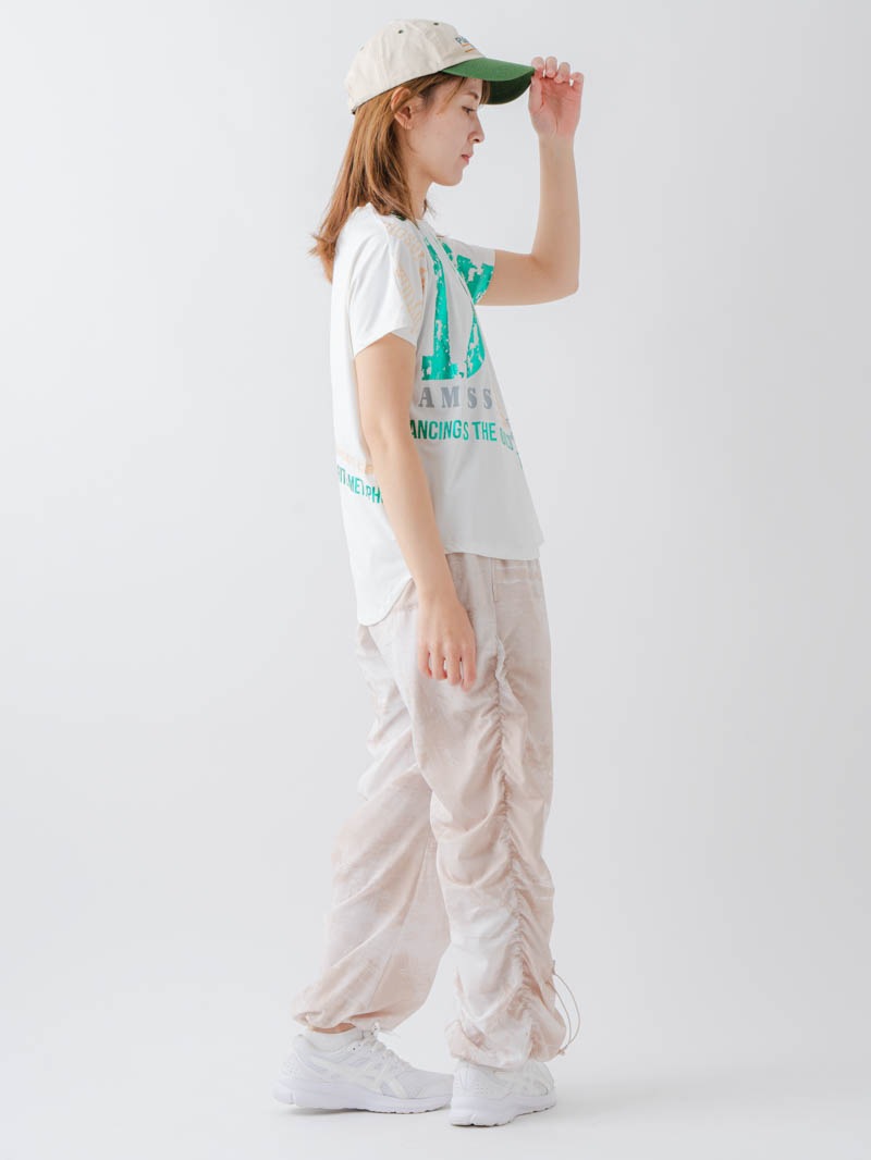 Airyシャーリングプリントパンツ  ベージュ  1632-1801