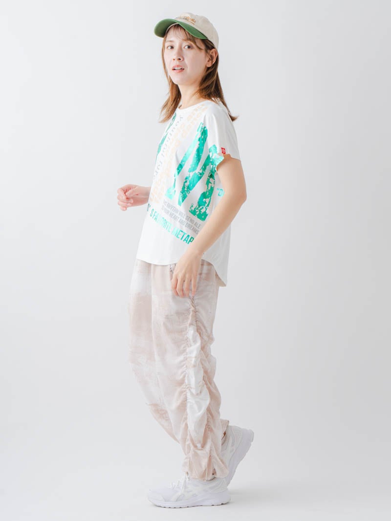 Airyシャーリングプリントパンツ  ベージュ  1632-1801