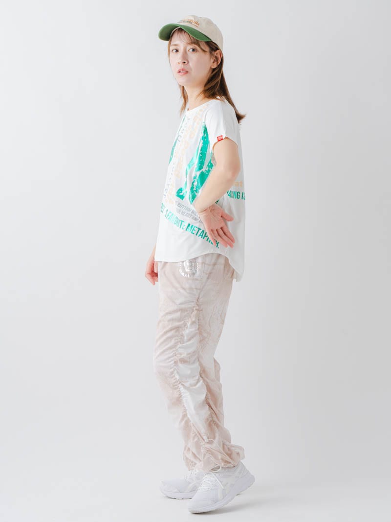 Airyシャーリングプリントパンツ  ベージュ  1632-1801