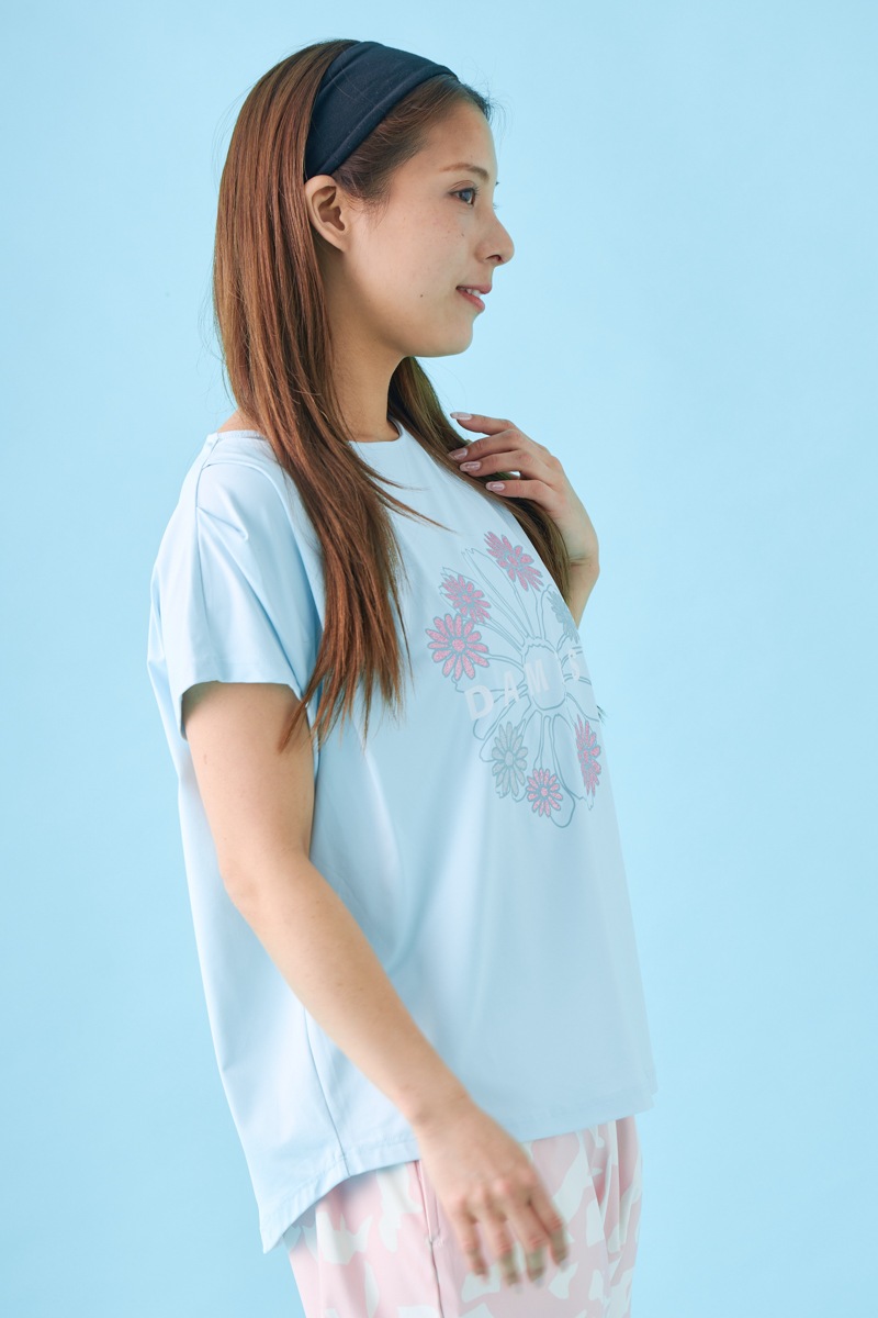 フラワータックTシャツ ブルー 1534-1431