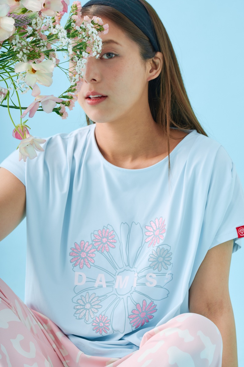 フラワータックTシャツ ブルー 1534-1431