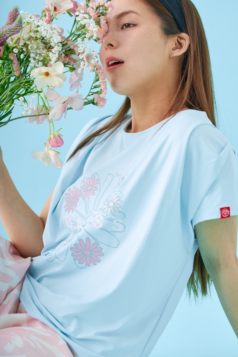 フラワータックTシャツ ブルー 1534-1431