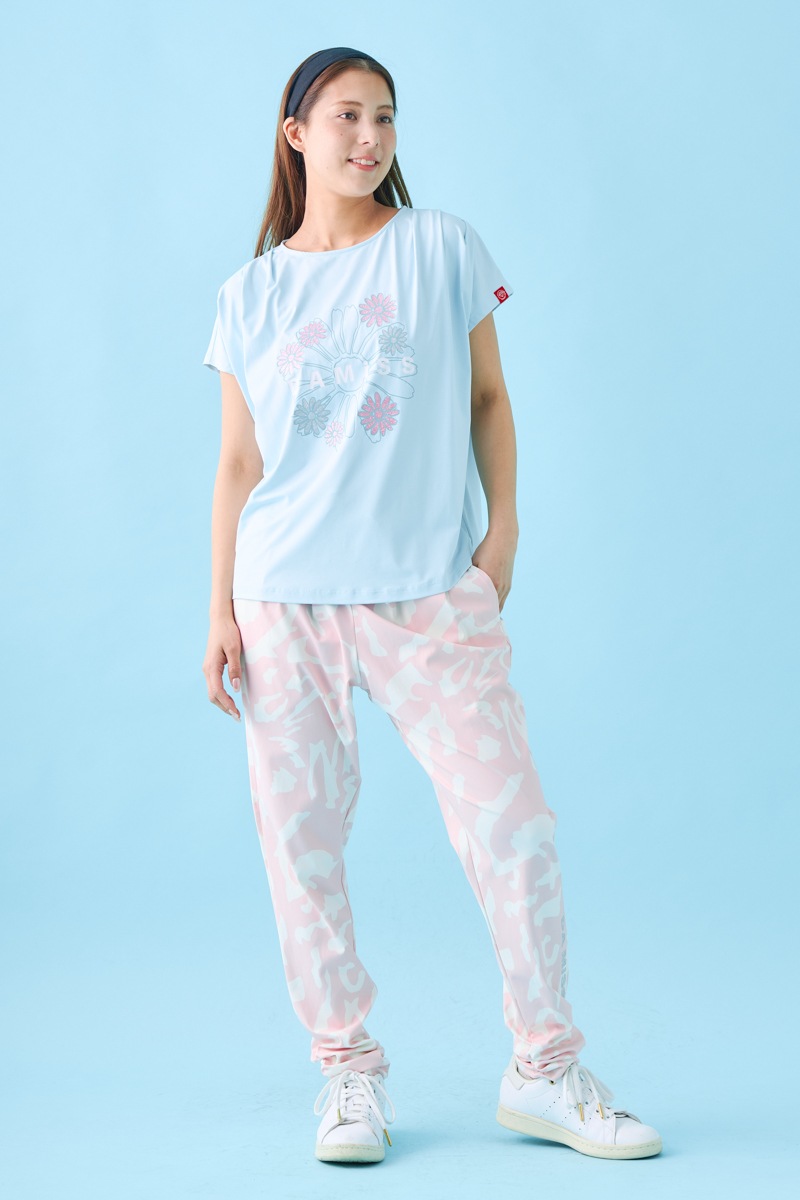 フラワータックTシャツ ブルー 1534-1431