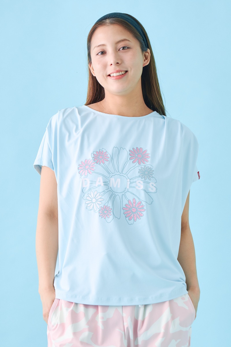 フラワータックTシャツ ブルー 1534-1431