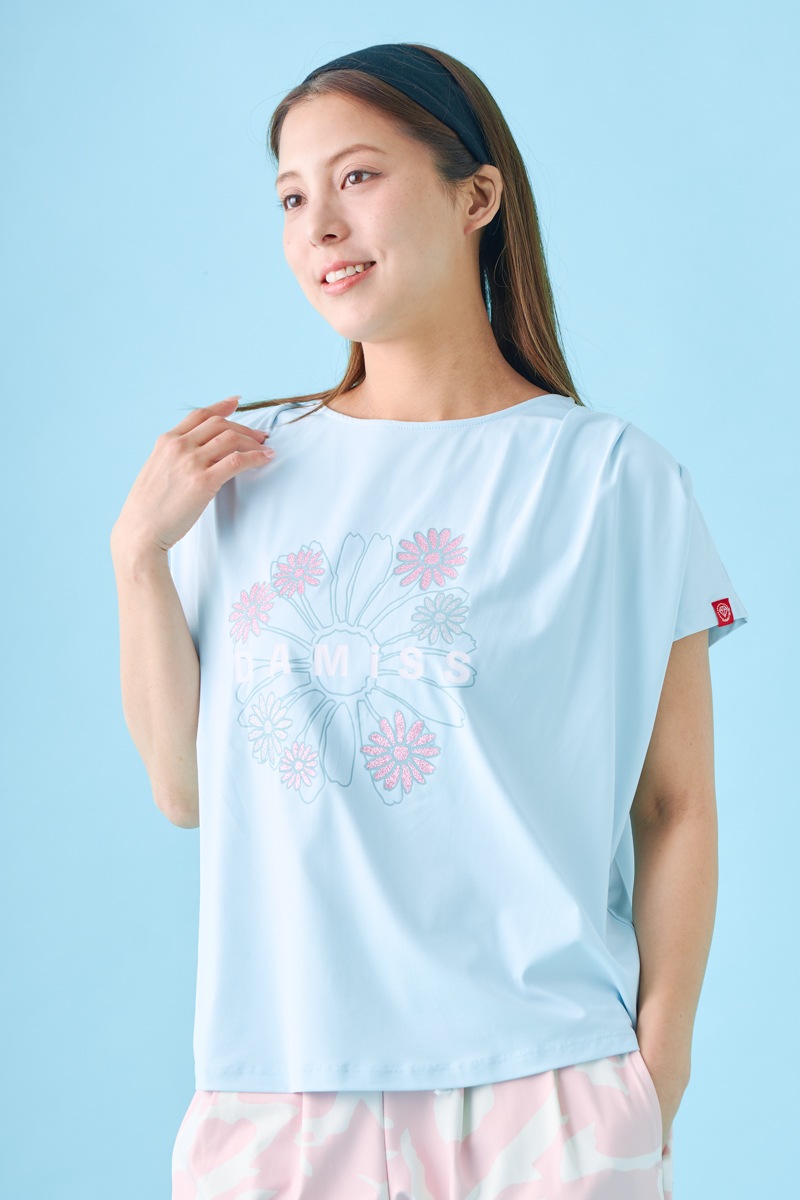 フラワータックTシャツ ブルー 1534-1431