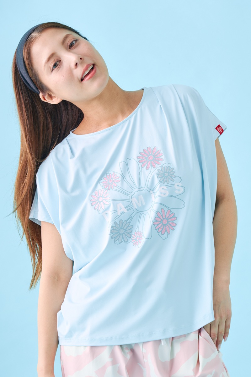 フラワータックTシャツ ブルー 1534-1431