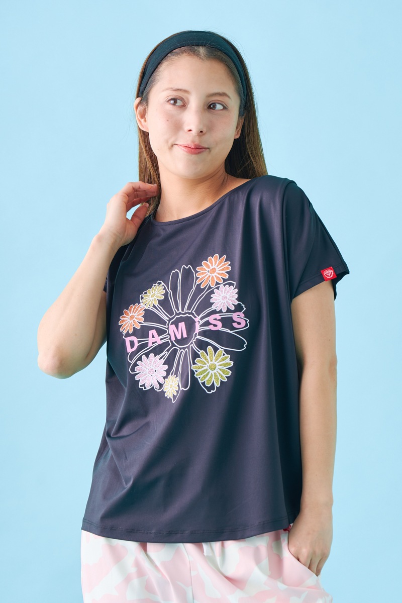 フラワータックTシャツ ブラック 1534-1431